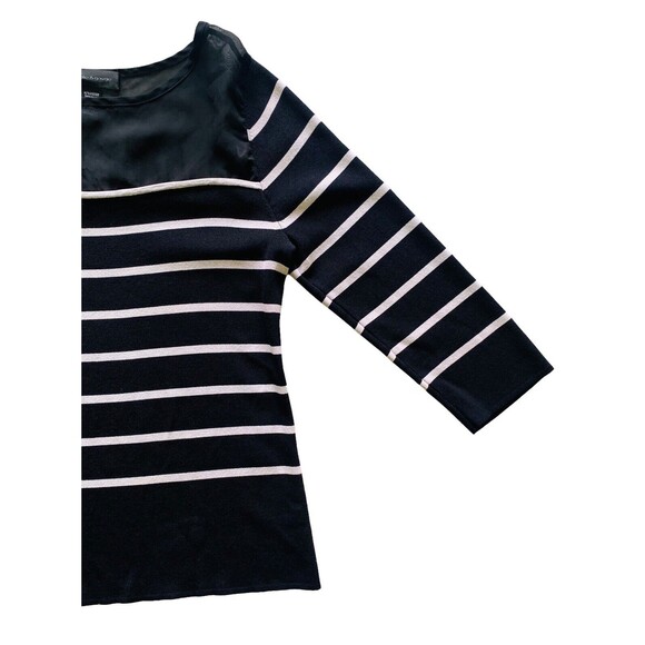 Cable & Gauge Women’s Top Semi Sheer Neck Blouse Black White Sweater Size Large - Picture 8 of 9